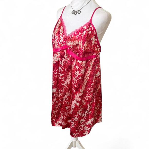 y2k vintage APT. 9 Floral‎ Lace trim pink Satiny flowy slip dress x large - Picture 3 of 5